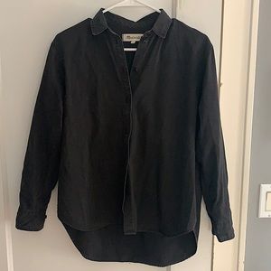 Denim Oversized Ex-Boyfriend Shirt in Lunar Wash